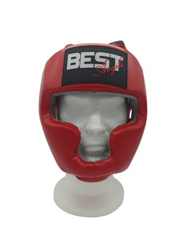 BROOKLYN Boxing headguard red  with synthetic leather shin protection