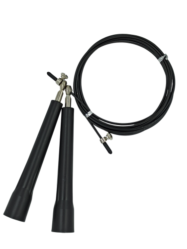 Skipping rope cable with black plastic handle