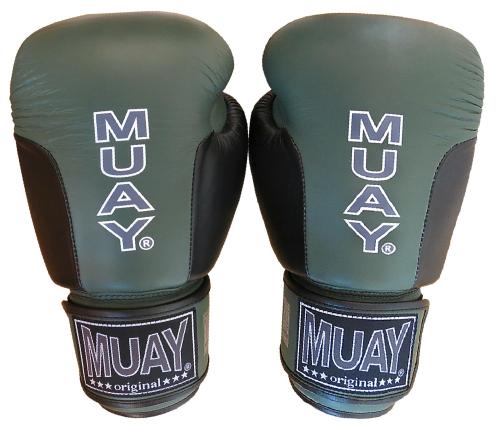 Gants de boxe MUAY Premium ARMY LINE' en cuir - velcro -la paire